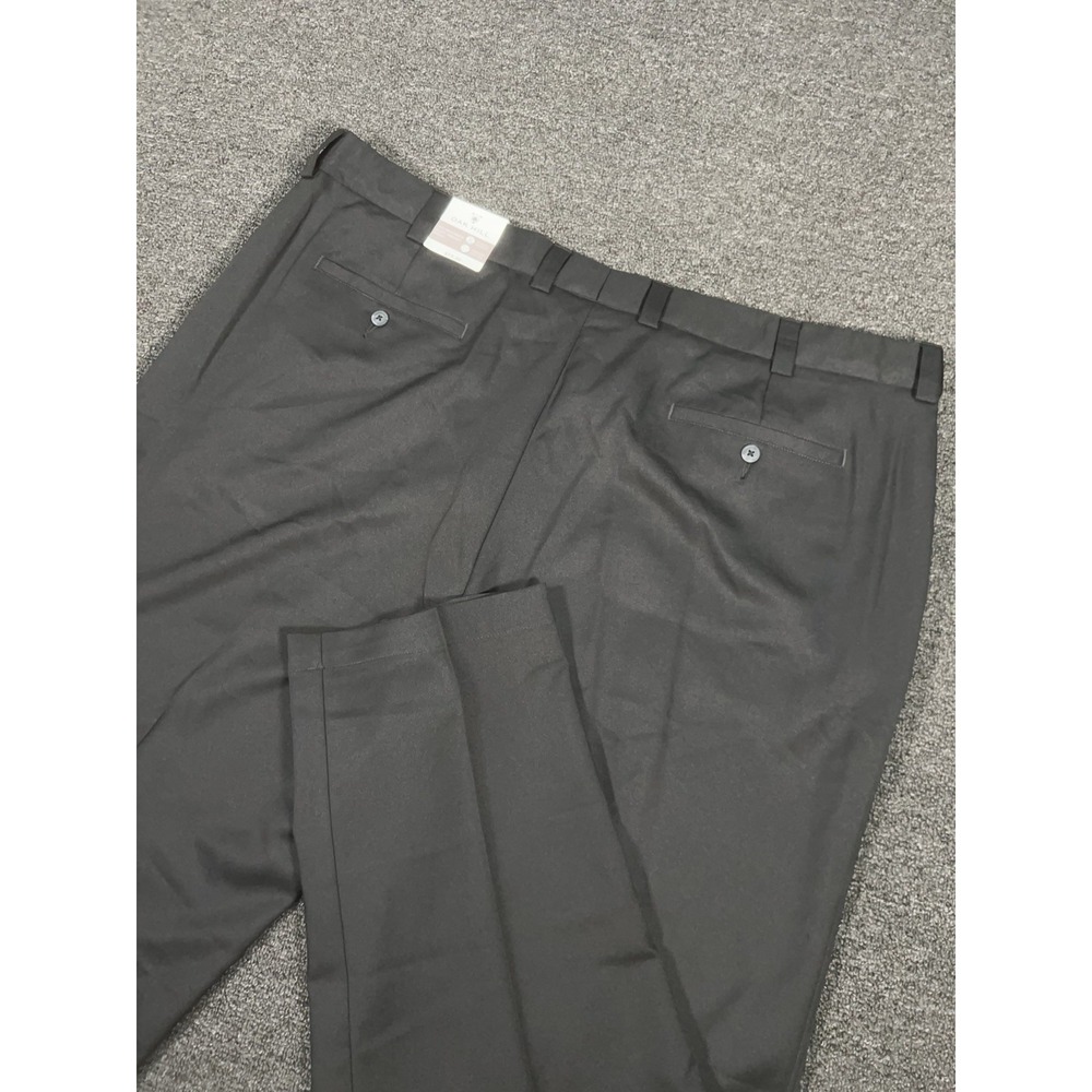 New Oak Hill Pants Men's 50x32 Black Microfiber Flat Front Pant DXL Dress